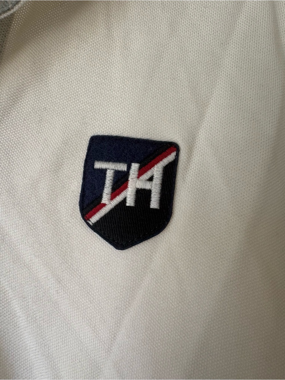 Tommy Hilfiger White Polo with Navy Collar and Red Trim - Picture 3 of 11